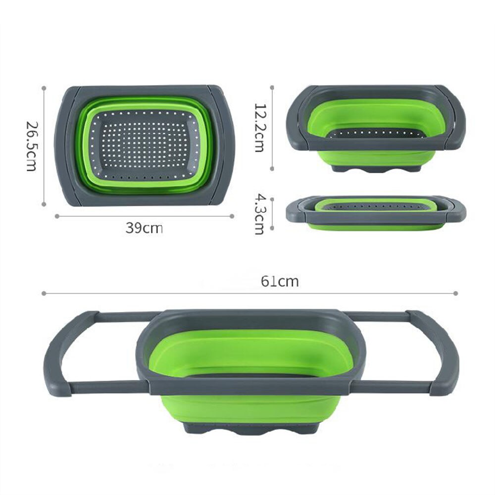 Passoire rétractable pliable en silicone au-dessus de l'évier avec poignée, passoire pliable de cuisine, bols, panier de filtre à eau de vidange