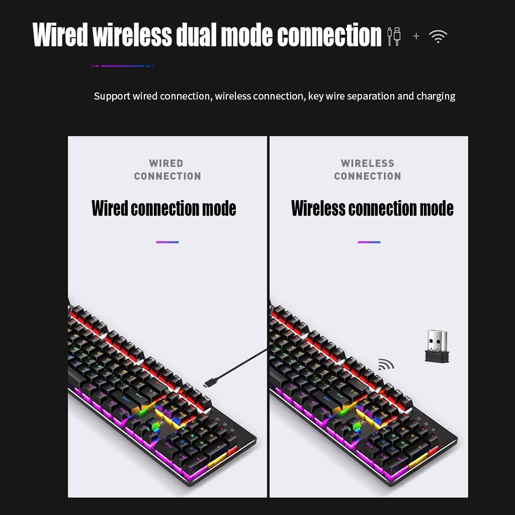 X200 podwójny tryb klucz ergonomiczna gra bezprzewodowy Mix podświetlany Panel mechaniczny zestawy klawiatura i mysz 104 klucz standardowa klawiatura mysz