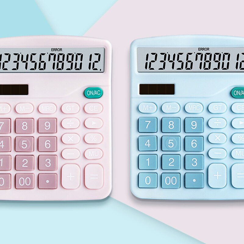 Kleur 12-Bit Display Solarcalculator Finance Kantoor Ps Plastic Groot Scherm Elektronische Rekenmachines