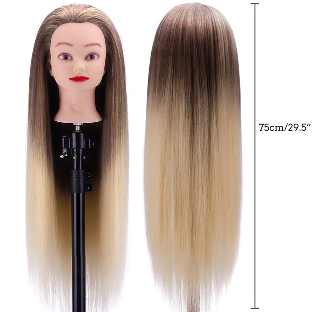 80cm 100%  høj temperatur syntetisk fiber hår 30 "træningshoved mannequin hoved til frisør praktisere paryk hoved hår dukke