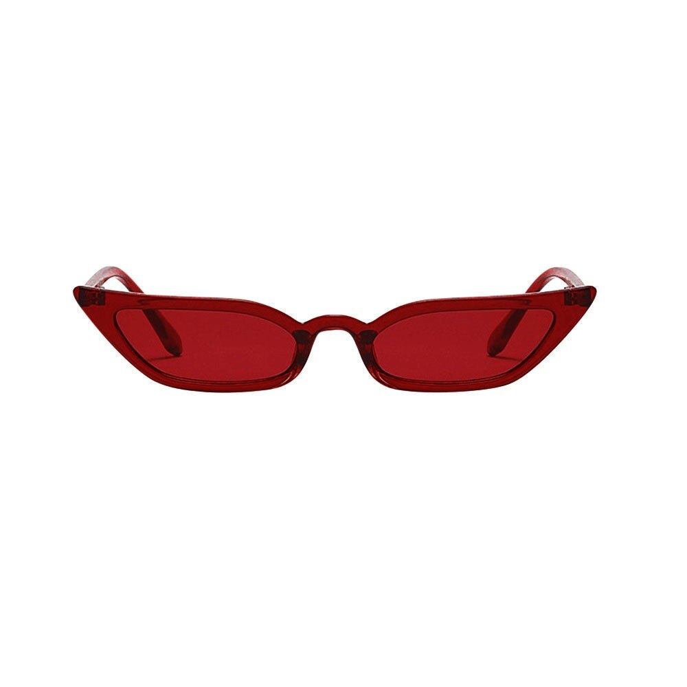 Kvinder vintage cat eye solbriller retro lille ramme  uv400 eyewear damer havet ferie rejse beskytte øjne briller: Rød