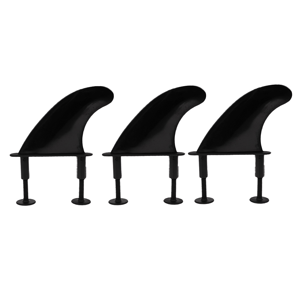 3Pcs Performance Plastic Soft Top Surfboard Fins + Replacement 6 Fins Screws Bolts for Softboard And SUP Stand Up Paddle Board