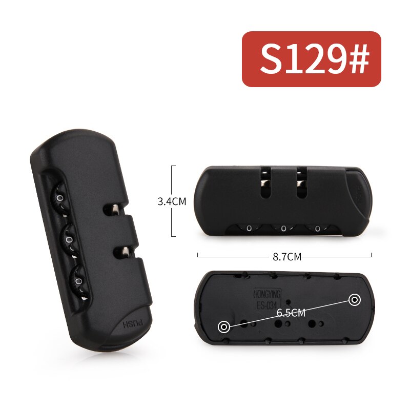 3 Digit Combination Padlock Accessories for Bags Lock Luggage Suitcase Travel Bag Code Lock Black Combination Trunk Fixed Lock: S129