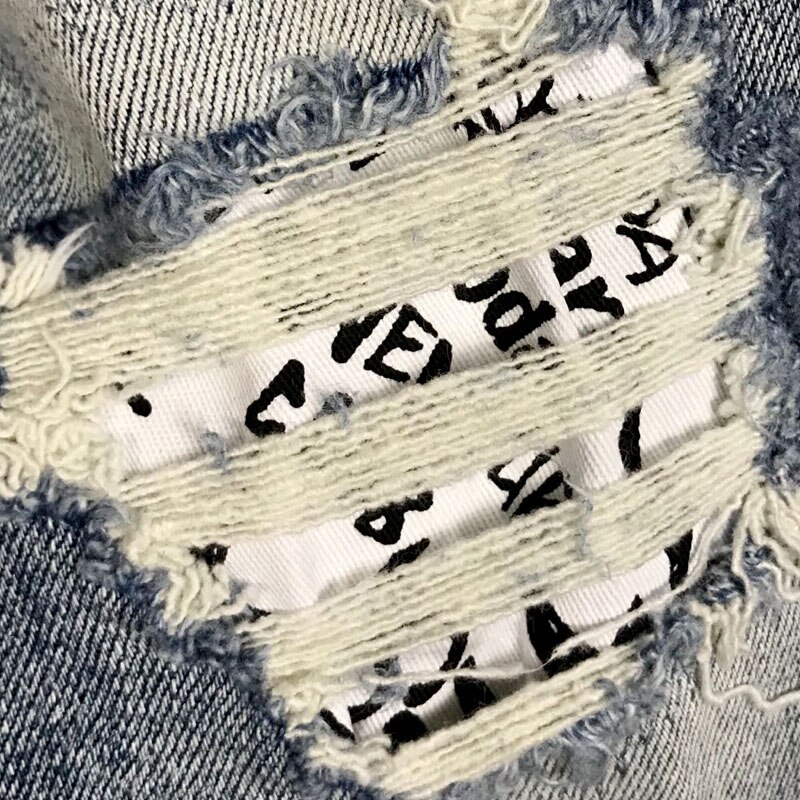 Street Style Mannen Jeans Retro Lichtblauw Elastische Slim Fit Ripped Jeans Mannen Patches Hip Hop Denim Punk broek