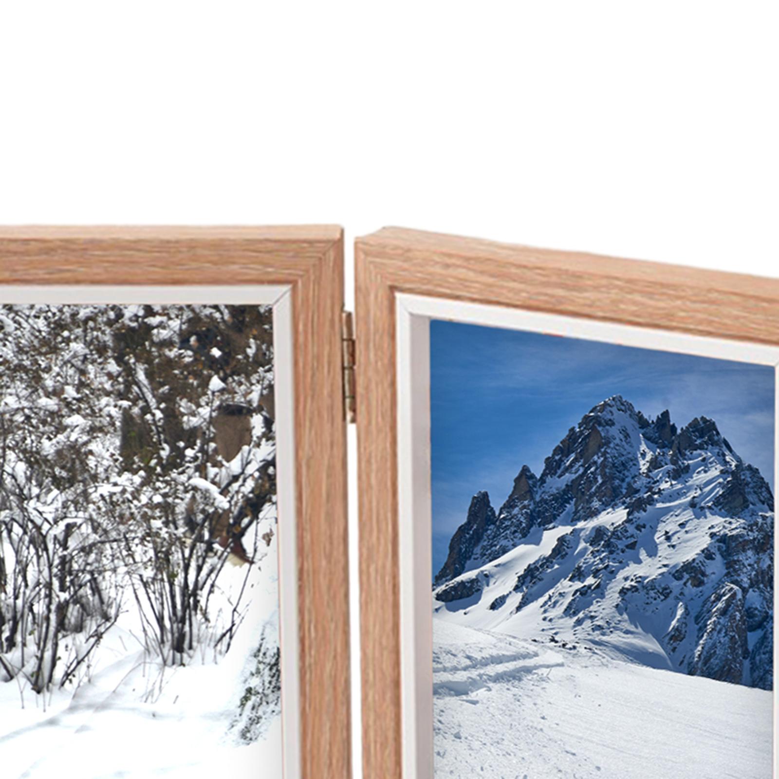 Klappbarer Fotorahmen, faltbarer Bilderrahmen aus Holz, 10,2 x 15,2 cm, Familienfotocollage für Eingangsbereich, Flur, Tischplatte, Schreibtisch, Heimdekoration