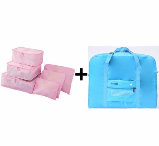 IUX Travel Handbags Clothes Organizer Travel Bag Large Capacity Bag Women Nylon Folding Bag Unisex Luggage Traveling: new pink