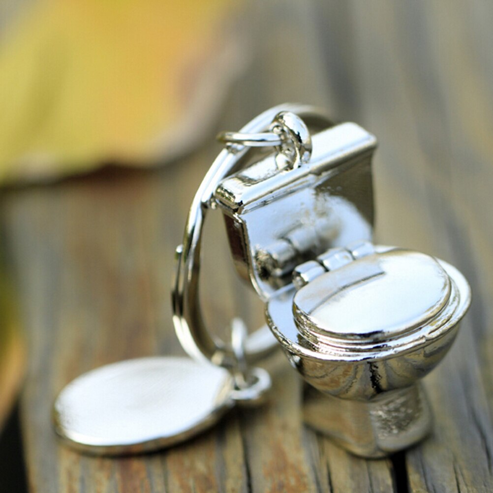Cute Mini Toilet Forever Keychain Metal Key Chain Keyring Keyfob