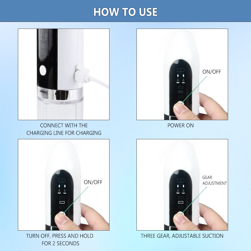 Electric Small Bubble Blackhead Remover Vacuum Black Dots Deep Face Cleansing Acne Pimple Remover Pore Remover Skin Cleaner