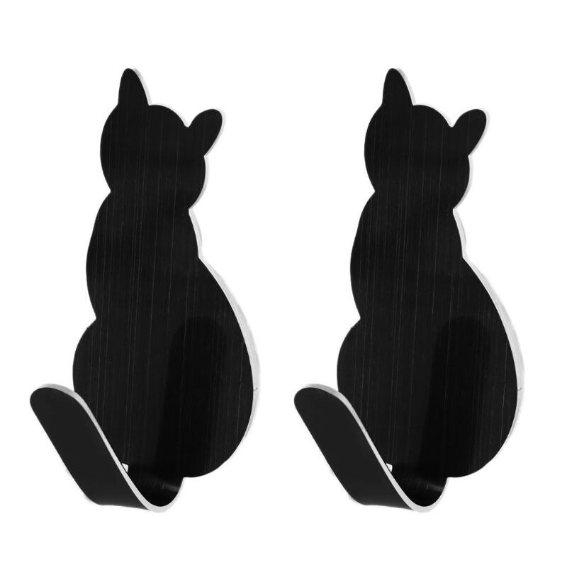 Perchero decorativo de acero inoxidable con forma de cola de gato, llaves para colgador de puerta de pared, ropa, 2 uds.: Gray