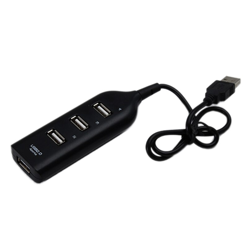 4 Ports USB HUB 2.0 Splitter Adapter Multi Expansion Cable Adapter Port Portable For Mobile Phone Fast Charging For PC Laptop: Black