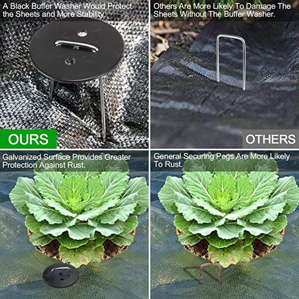 Clavo de fijación de clavos en forma de U para jardín 100 Uds. Para cortinas de tela, cercas de red, herramientas de fijación para jardinería con 4 Uds de junta