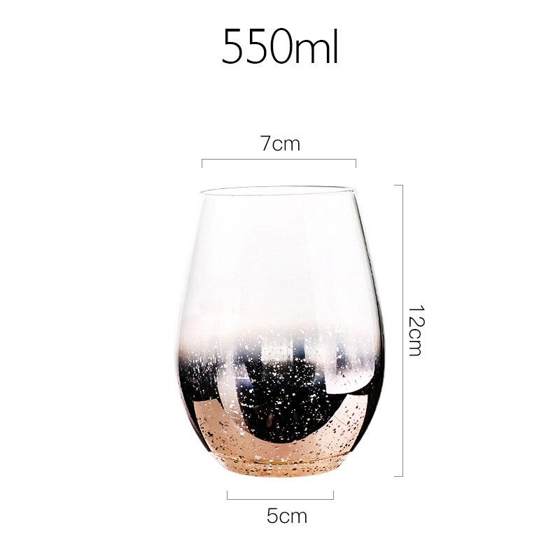 Vasos de cristal con revestimiento de cielo estrellado, 550ml de Color de vasos de agua, para el hogar, gran barriga, leche, zumo, café, batidos, cerveza: STARRY SKY GOLD