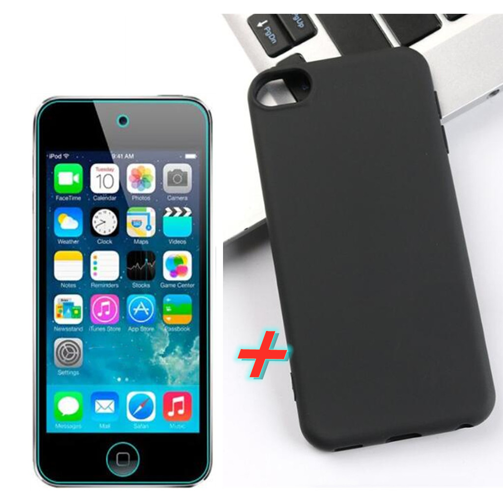 Zachte 7 transparante tpu-telefoonhoes voor apple ipod touch 5 6 siliconen hoesje met gehard glazen schermbeschermer voor ipod touch 6th 5th