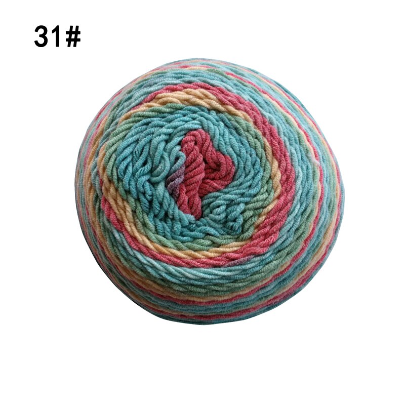 Qzlknit 250G/Bal Regenboog Katoenen Garen Segment Verven 5 Strengen Van Melk Katoenen Garen Diy Hand Gebreide Sjaal sofa Kussen Taart Garen: Number 31