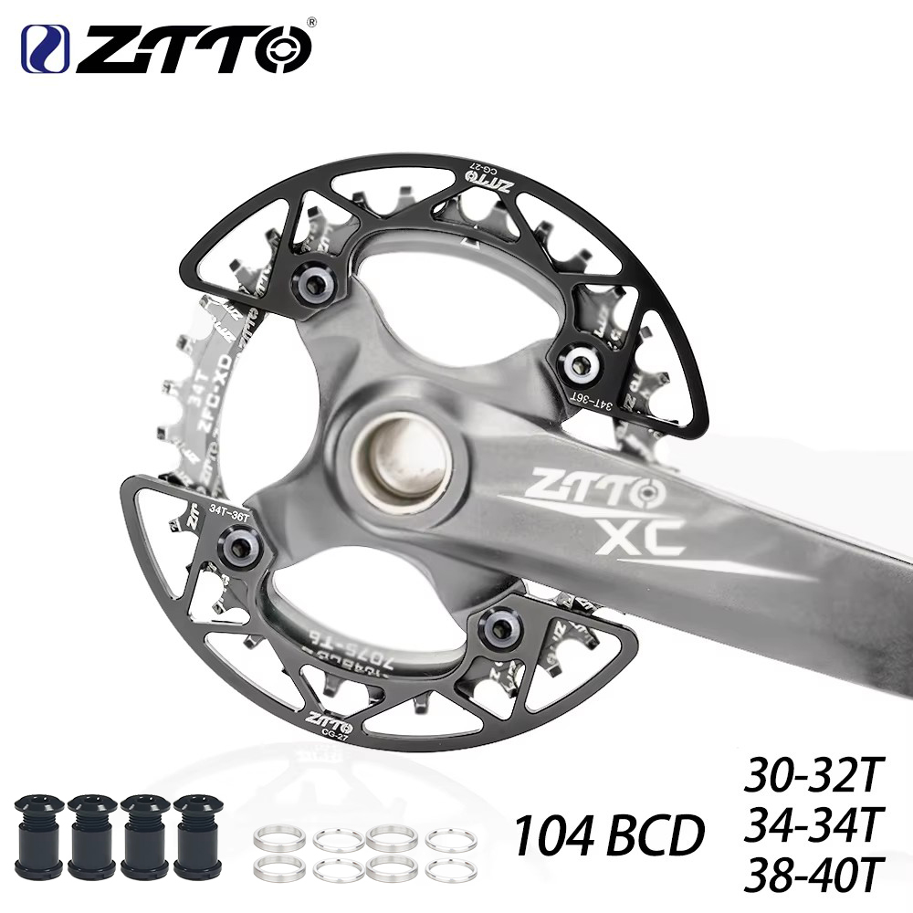 Protector de plato ZTTO MTB 104BCD 30/32/34/36/38/40T CNC cubierta protectora de plato y pernos cubierta protectora de rueda de cadena de bicicleta