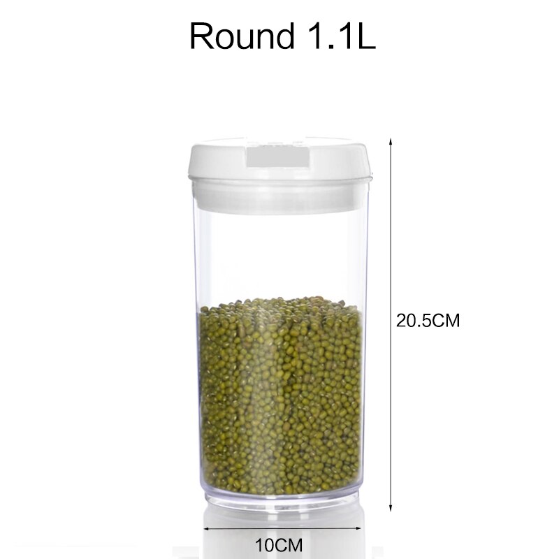 Food storage tank Purchase Food storage container Acrylic kitchen storage multigrain storage jar transparent sealed kitchen jars: Round 1.1L