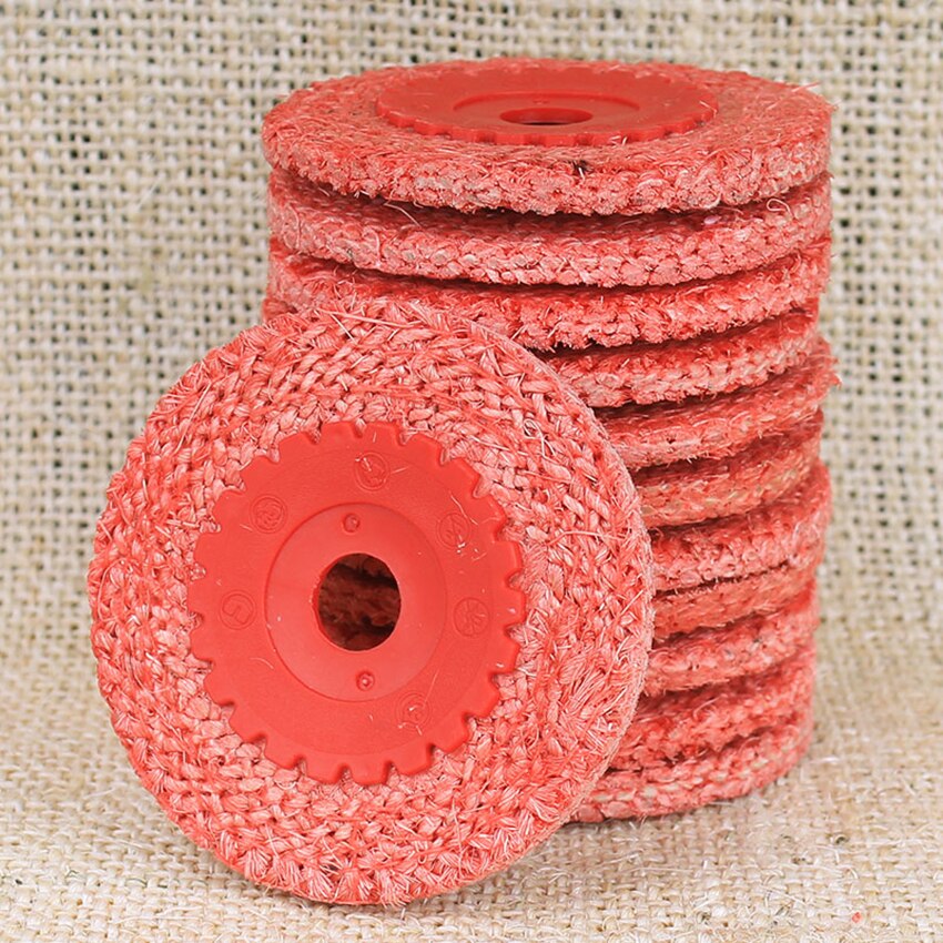1 PCS Stainless Steel Polishing Wheel Small Hemp Wheel 4 Inch Plastic Core Polishing Pad Buffing Pad Grinding Disc Random Color