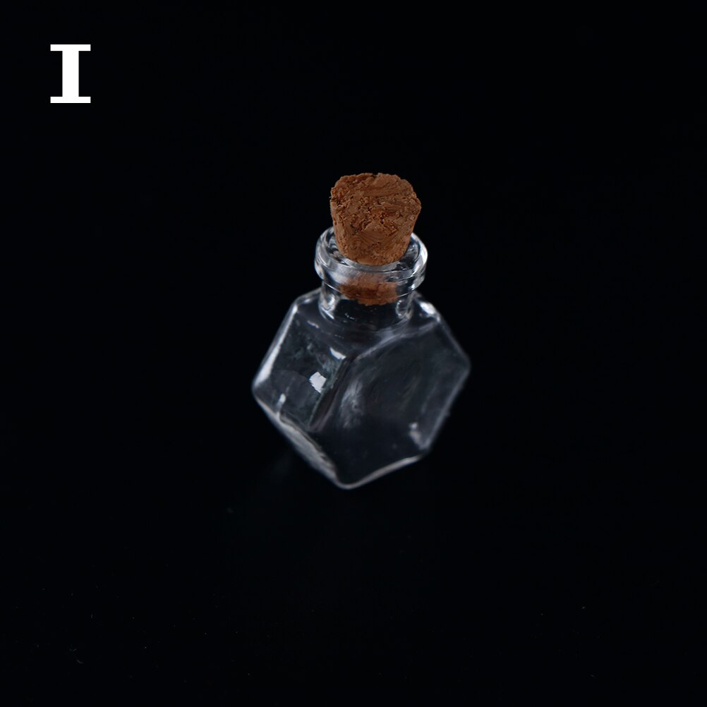 10 Shapes Mini Glass Bottles Key Chain Pendants Small Wishing Bottles With Cork Vial Arts Jars For Bracelets 2.4cm: 9