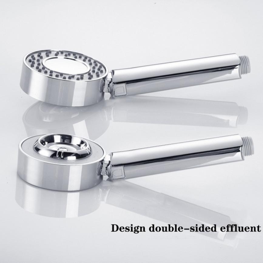 Dubbelzijdige Dual Functie Douchekop Water Saving Ronde Abs Chrome Booster Bad Douche Hoge Druk Handheld Handdouche