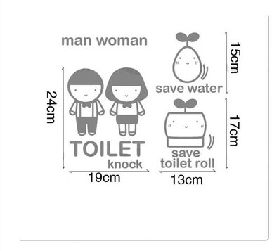 Tegneserie søde mænd og kvinder toiletskilt toilet badeværelse glasdør dekoration wc klistermærke