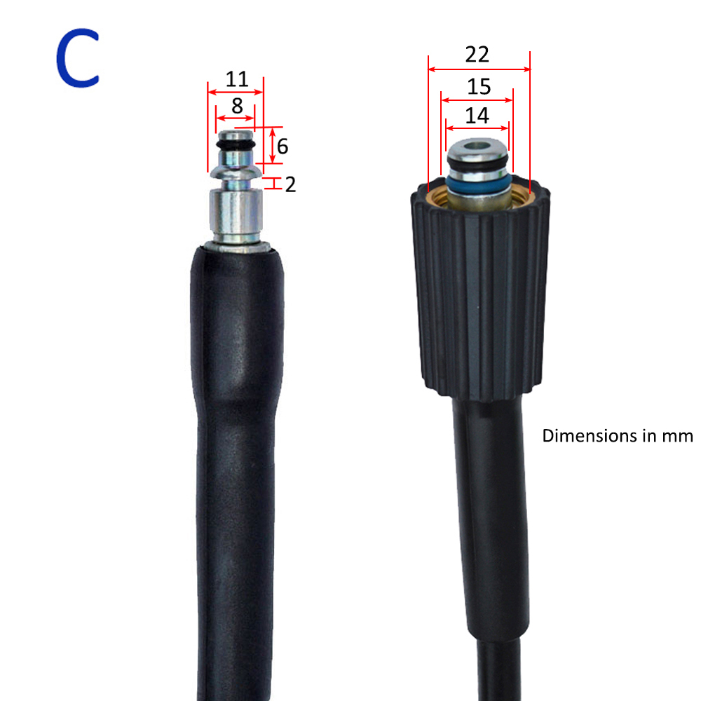 Manguera para lavado de coche de alta presión de 10 metros de largo, manga para lavar, limpieza, extensión, compatible con Bort, Hammer, Huter, Kohler, Daewoo, Sterwins