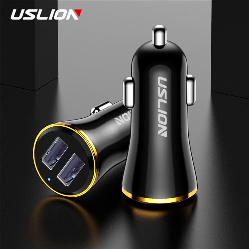 Uslion Mini Dual Usb Car Charger Voor Iphone 11 Pro 7 Mobiele Telefoon Lader 12V 2.4a Auto Opladen voor Samsung S10 Xiaomi