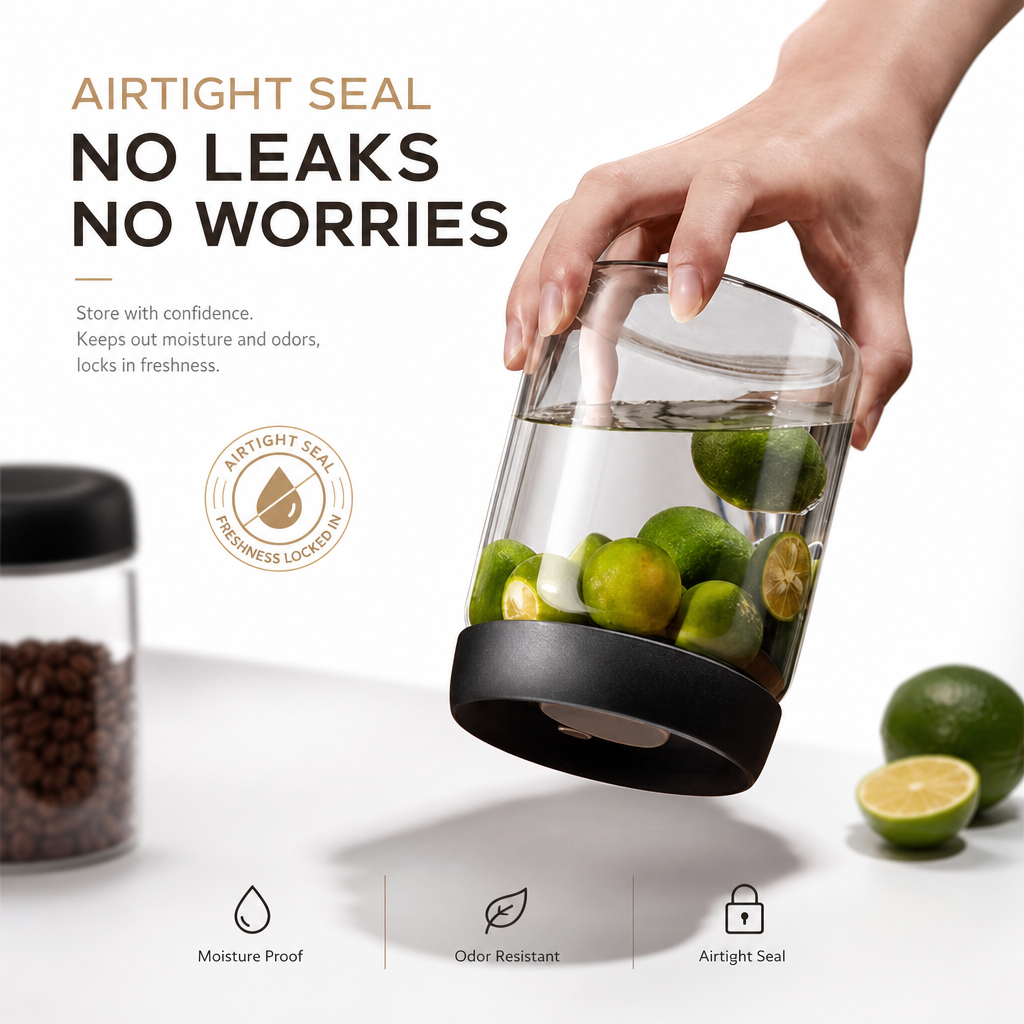 Vakuumversiegelter Behälter Kaffeebohnen-Aufbewahrung Glasflasche Transparenter Lebensmittel-Aufbewahrungsbehälter Feuchtigkeitsbeständiger Luftdichter Behälter