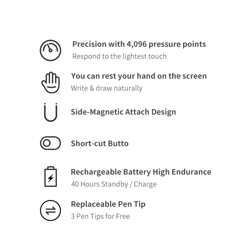 Stylus Pen For Surface Pen Surface Pro7/6/5/4 ProX Go Book A-SUS .H-P S-ONY Touch Pencil Latpop 4096 Pressure Palm Rejection