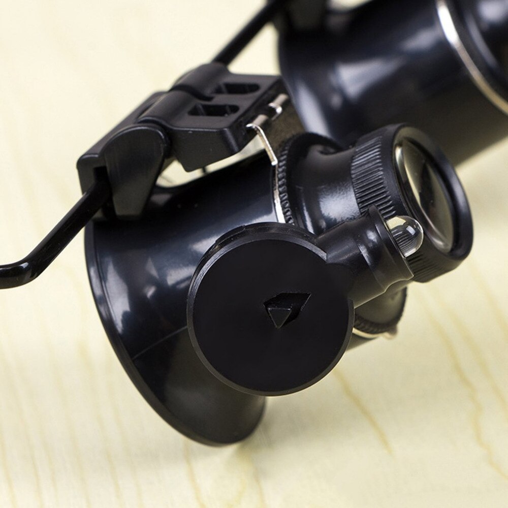 Acehe 20X Bril Type Double Eye Verrekijker Vergrootglas Horloge Reparatie Tool Vergrootglas Met Twee Verstelbare Led Verlichting