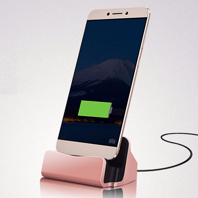 Type-C Dock Station Charging Stand For Samsung A22 A32 A52 A72 5G S20 Ultra S10 S9 S8 Plus Type-C USB Charger Docking Station: Rosegold