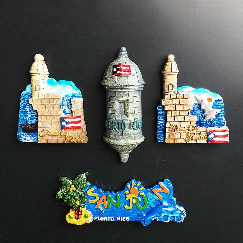 Puerto Rico 3D Creatieve Magnetische Koelkast Stickers San Juan Tour Herdenkingsmunt Geschilderde Decoratieve Ambachten Magneet Decor