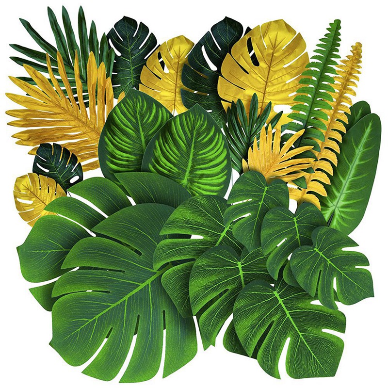 Lot de 108 feuilles de palmier artificielles tropicales Monstera - 6