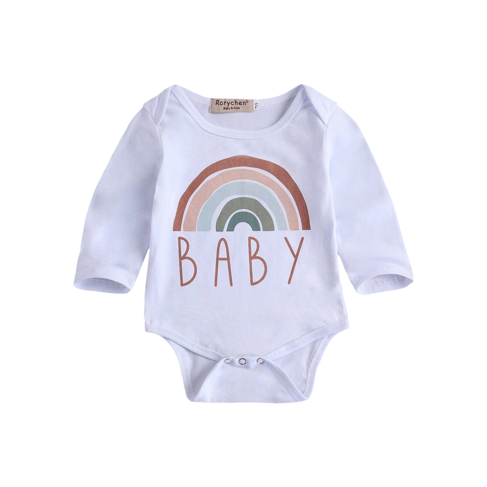 Pasgeboren Baby Lange Mouw Regenboog Print Romper Mode Brief Print Romper Voor Kinderen Jongens Meisjes