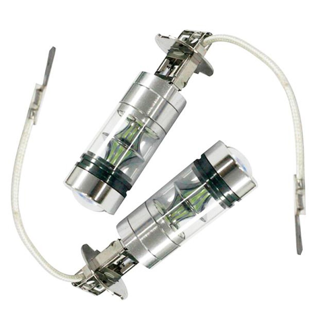 2x Ice Blue 100W H3 LED Projector Car Refit Fog/ Driving Lights Easy To Use