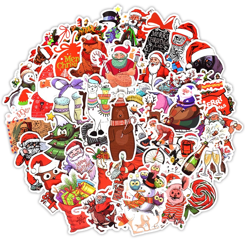 Santa sticker 50 STUKS kerstcadeau meisje jongen decoratie DIY laptop sticker voor Lenovo/xiaomi/MacBook Air pro laptop huid