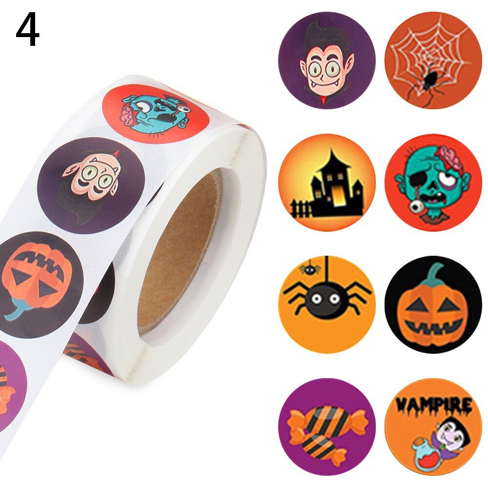 500 stuks halloween ronde stickers zelfklevende etiketten papieren snoepzakken stickers verpakking seal verpakking knutselen: 4