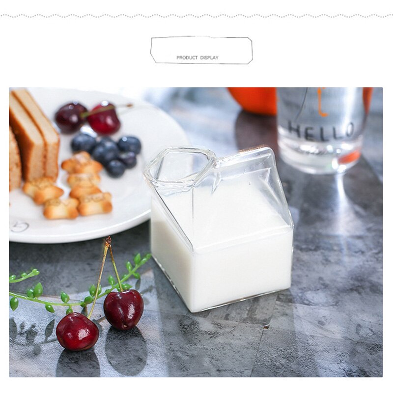 Botella de cristal de leche americana, media pinta, creativa, cartón, taza de cristal para café, vaso de jugo de vidrio, Artesanías hechas a mano puro