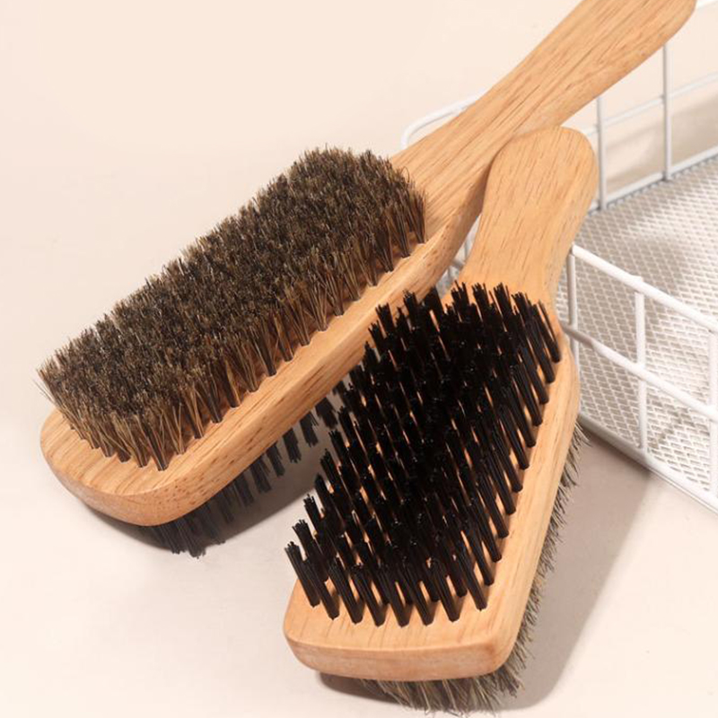Household Use Men Boar Bristle Hair Brush Natural Beech Wooden Wave Brushes Beard Hairbrush Dual-Purpose Double-Sided Beard