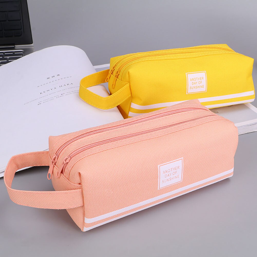 Kawaii Pencil Case Canvas Zipper Large Capacity Cute Pencil Box Portable Storage Bag school supplies Japanese stationery