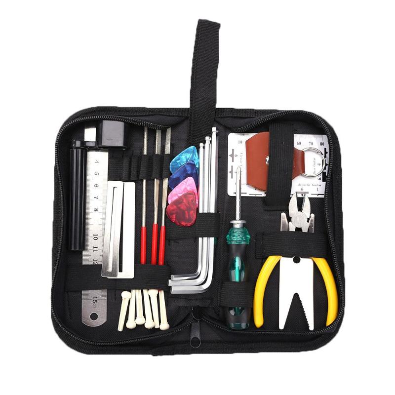 Kit de herramientas profesionales para el cuidado de la guitarra, Kit técnico de reparación, conjunto de herramientas de reparación de guitarras, Kit de herramientas de bajo eléctrico acústico: c