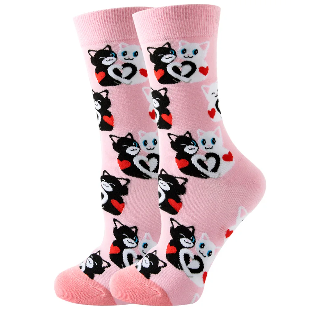 Calcetines bonitos con dibujos de animales y flores para hombre y mujer, calcetines divertidos Kawaii a la , calcetines informales felices Harajuku para otoño e invierno