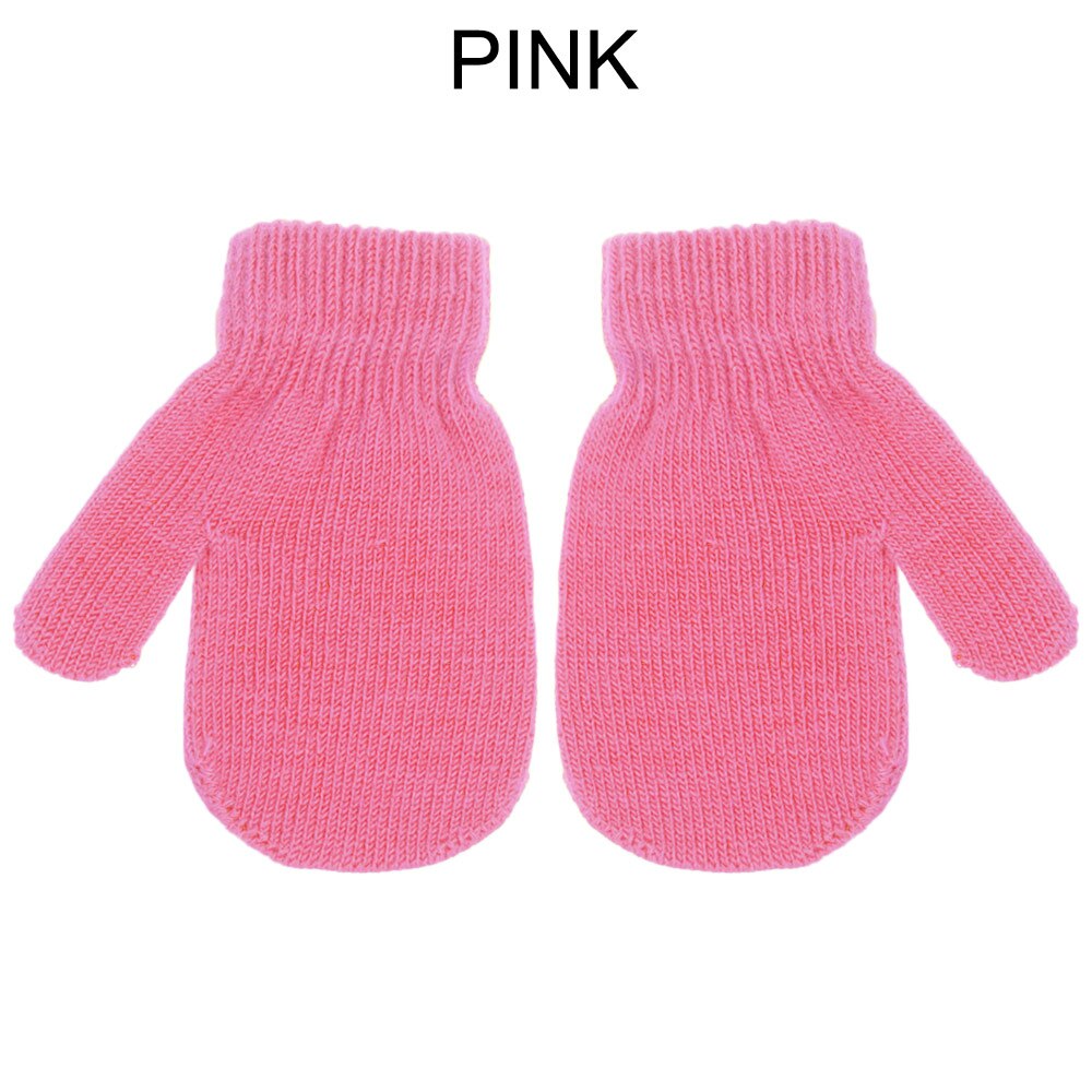 1-4 jaar oude gebreide handschoenen voor kinderen, winterwarm, wanten met lange vingers, meisjes, jongens, snoepkleur, mooie vingerloze handschoenen: Roze