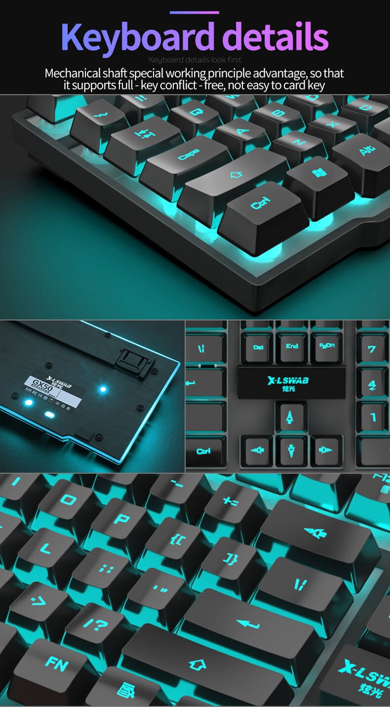 Glare keyboard And Mouse Set Wired Suspension Buttons Are Suitable For Gaming Office Desktop Notebooks