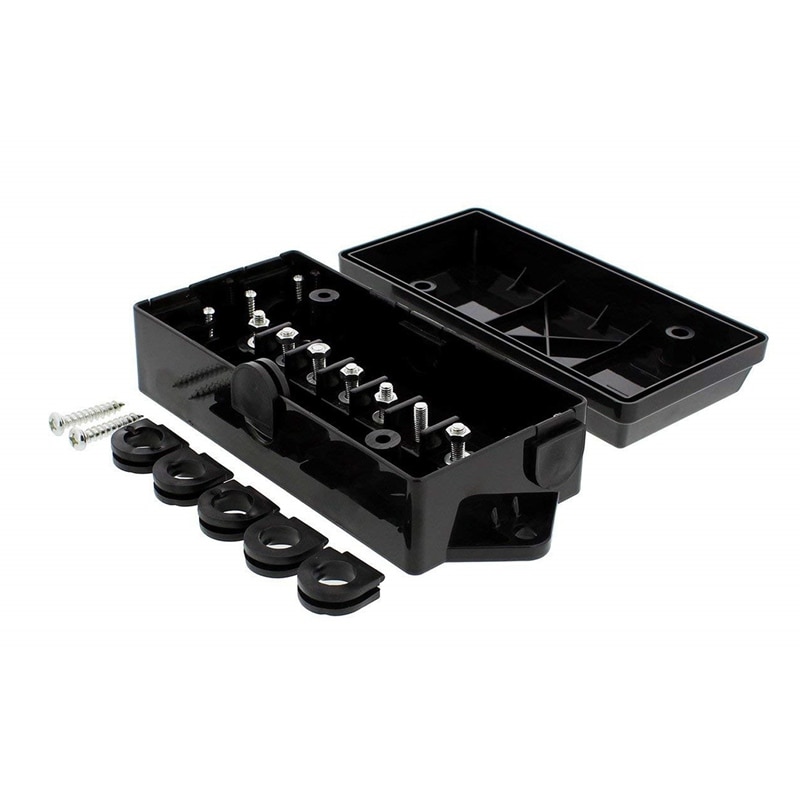 1Pcs Black 7-Way Trailer Wire Junction Box Camper Truck Weather Proof RV Light Cord Plug