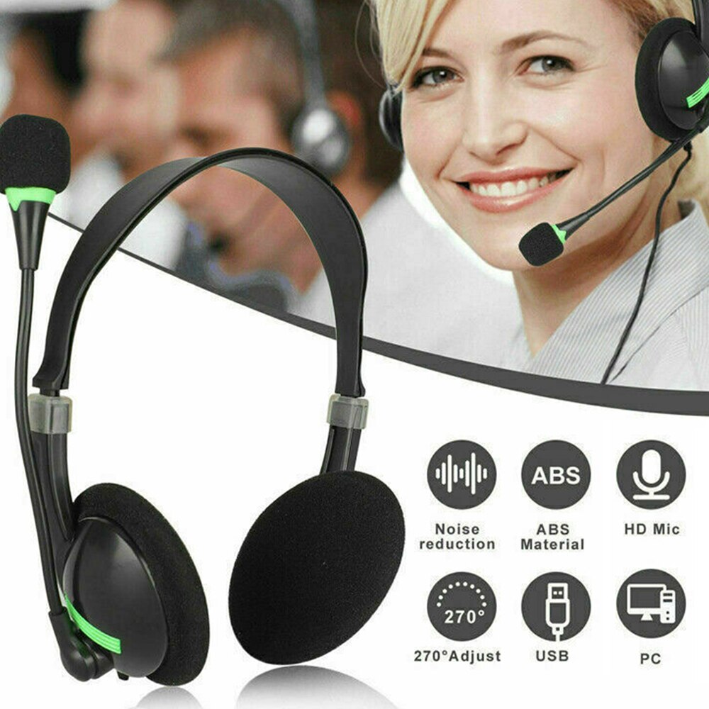 TRAVOR USB Noise Cancelling Microphone Headset Call Centre Stereo Wired Headset Office Traffic Headphones for PC Computer Laptop