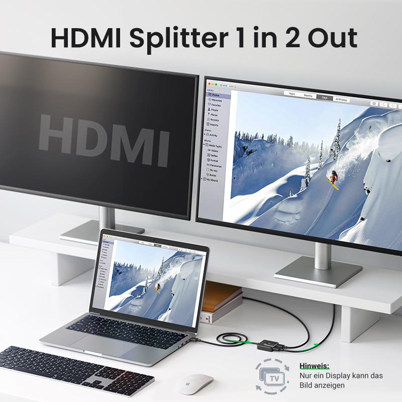 UGREEN HDMI Switch 4K60Hz with 3.3FT HDMI Cable, Bidirectional HDMI-compatible Splitter 2 in 1 Out HDMI Switcher Box 2 in 1 Out