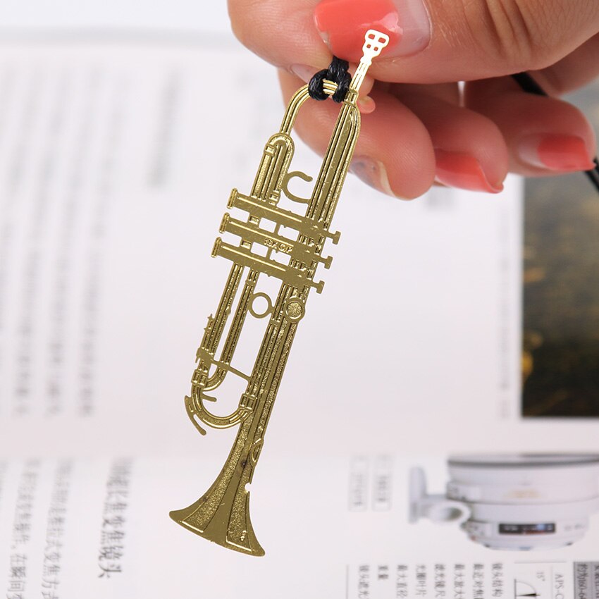 1PC Cute Gold Metal Bookmark Music Piano Guitar Bookmark for Book Korean Stationery