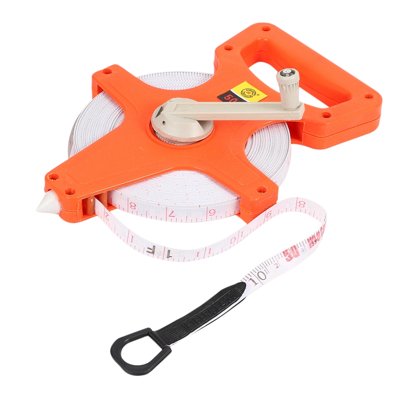 1Pc 30M/100Ft Meter Open Reel Fiberglass Tape Measure Inch Metric Scale Impact Resistant Plastic Measure Tools: Default Title
