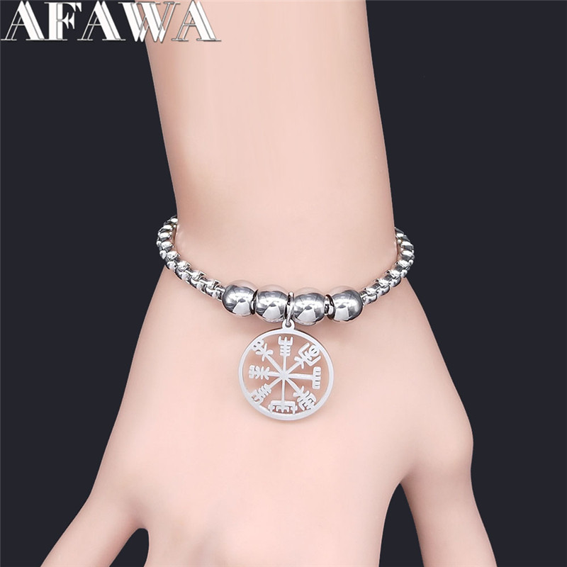 Wikinger-kompass-halskette mit vegvisir-motiv, herren-armbänder aus edelstahl, nordische runen, odin-armbandanhänger, keltischer ethno-schmuck,  b3543 03