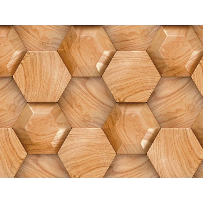 Testata letto astratta di legno Esagonale